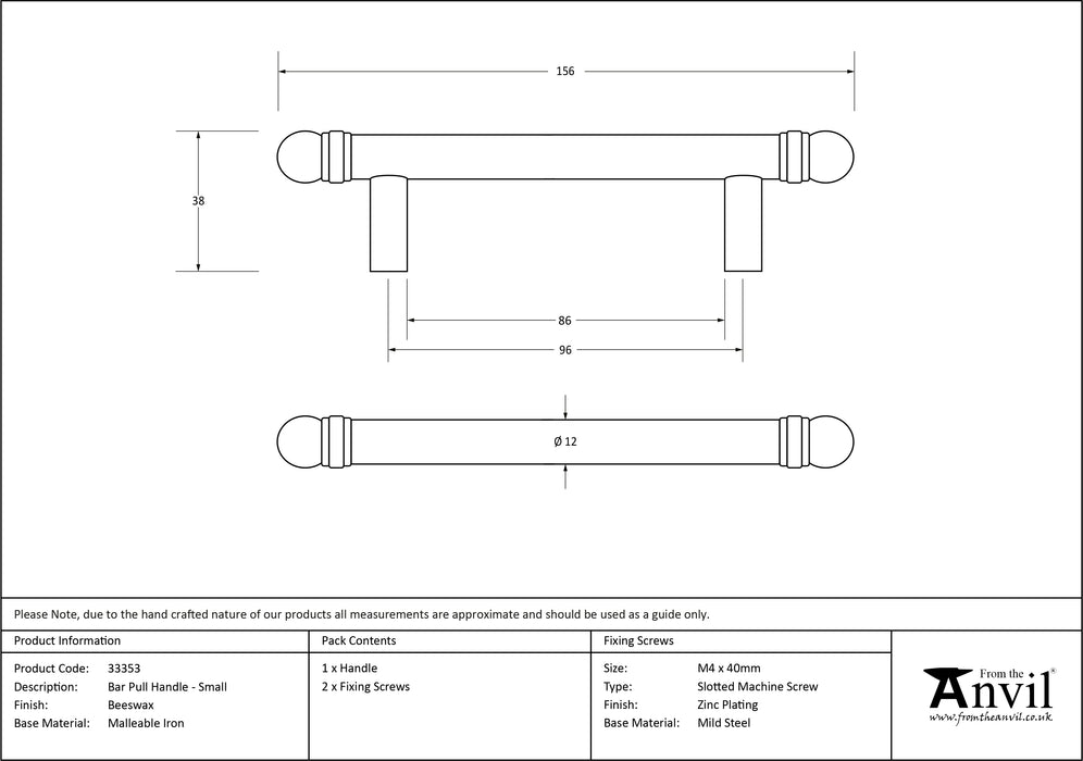 Beeswax 156mm Bar Pull Handle