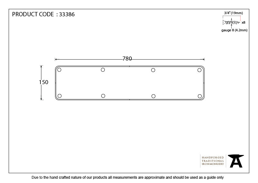 Pewter 780mm x 150mm Kick Plate