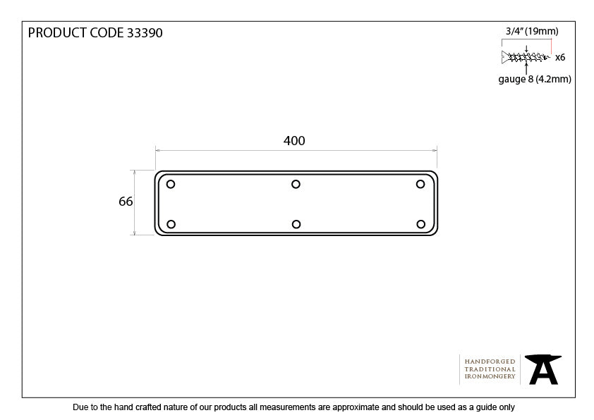 Pewter 400mm Plain Fingerplate