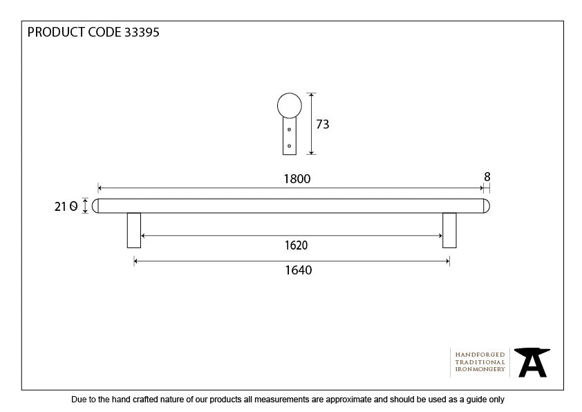 Pewter 1800mm Pull Handle