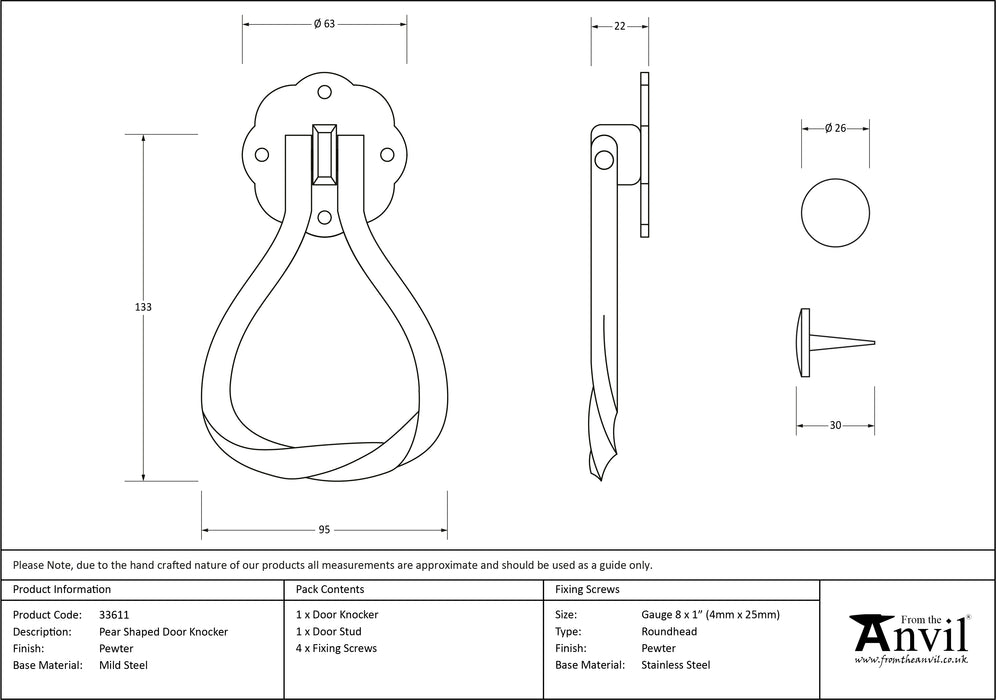 Pewter Pear Shaped Door Knocker