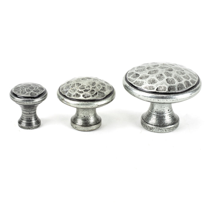 Pewter Hammered Cabinet Knob - Medium