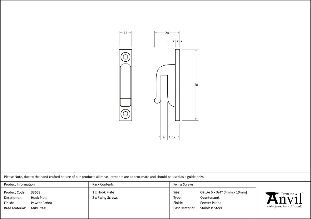 Pewter Hook Plate