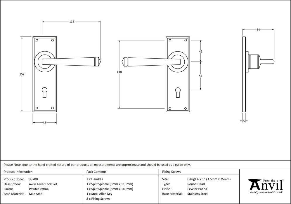 Pewter Avon Lever Lock Set