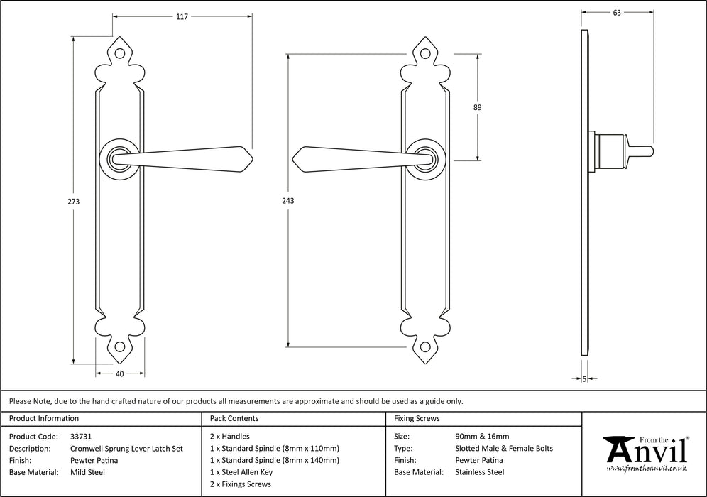 Pewter Cromwell Lever Latch Set