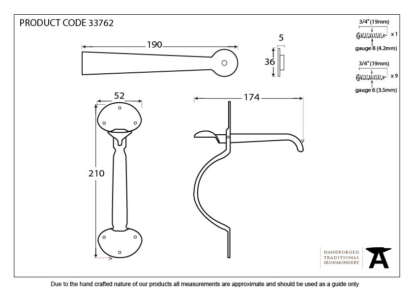 Pewter XL Medium Bean Thumblatch