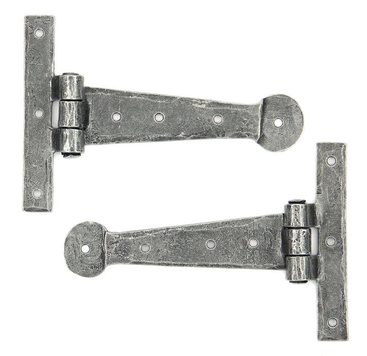 Pewter 6" Penny End T Hinge (pair)