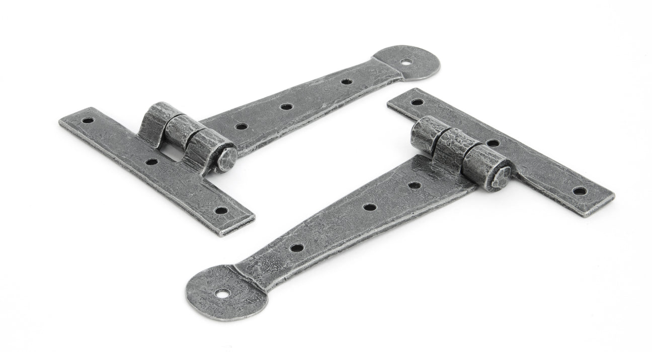 Pewter 6" Penny End T Hinge (pair)