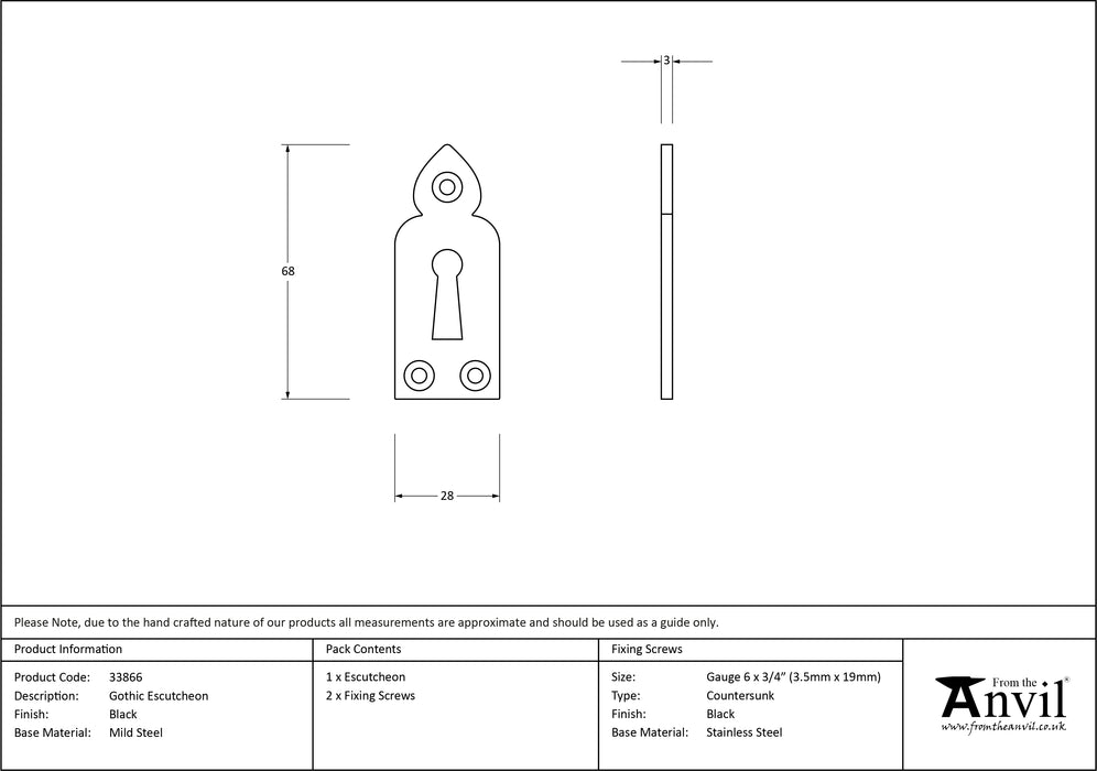 Black Gothic Escutcheon