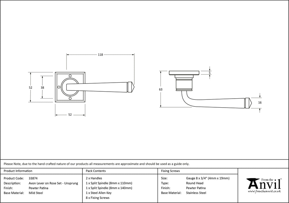 Pewter Avon Lever on Rose Set Unsprung