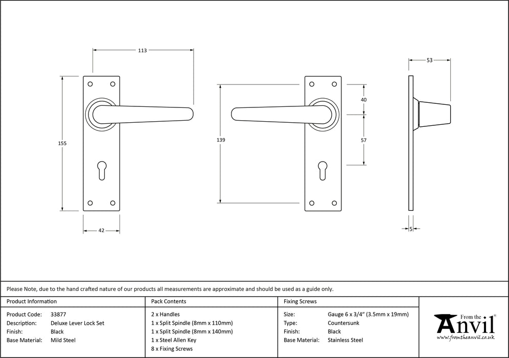 Black Deluxe Lever Lock Set