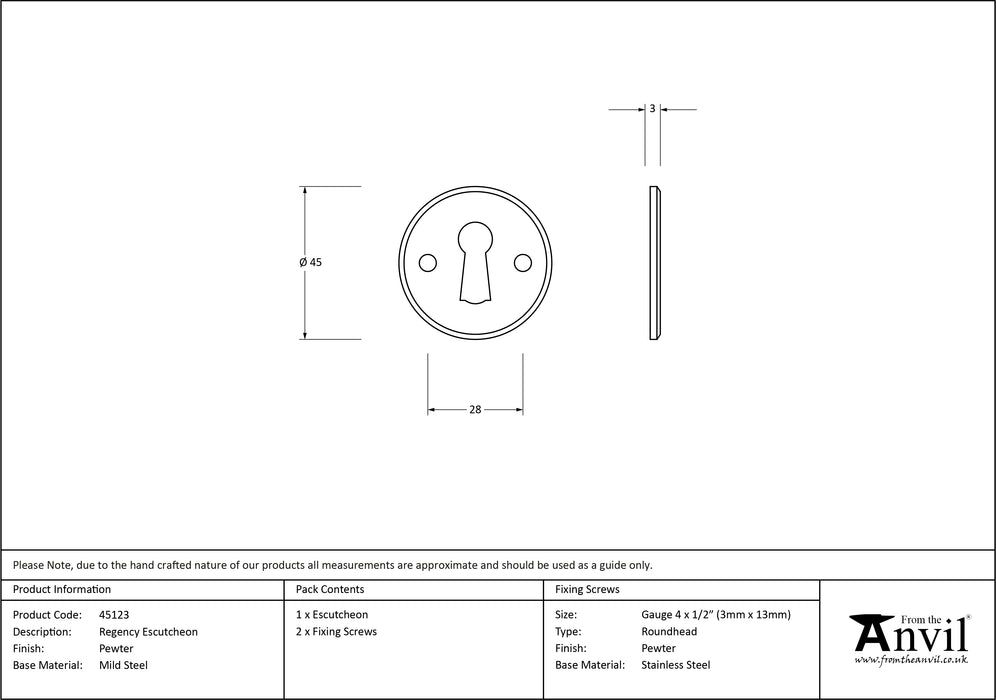 Pewter Regency Escutcheon