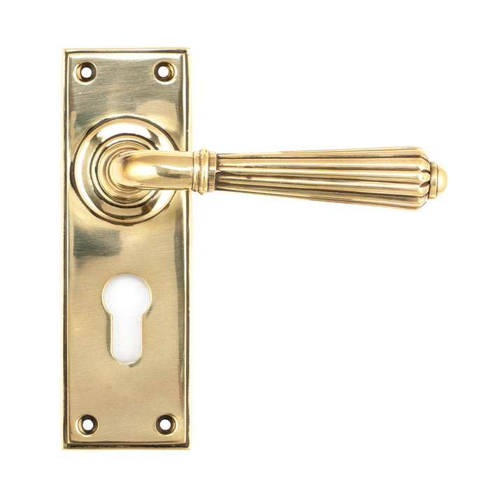 Aged Brass Hinton Lever Euro Lock Set