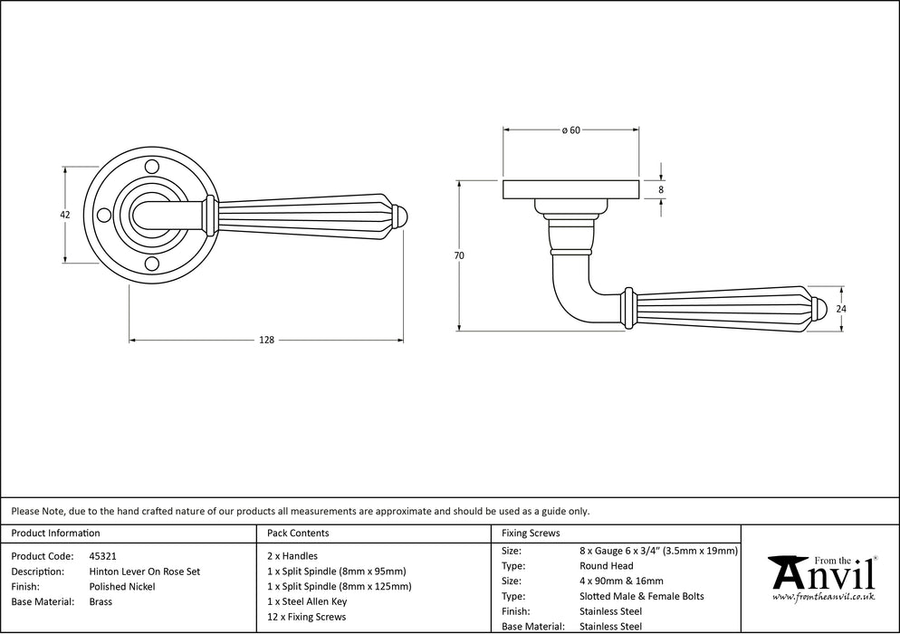 Polished Nickel Hinton Lever on Rose Set