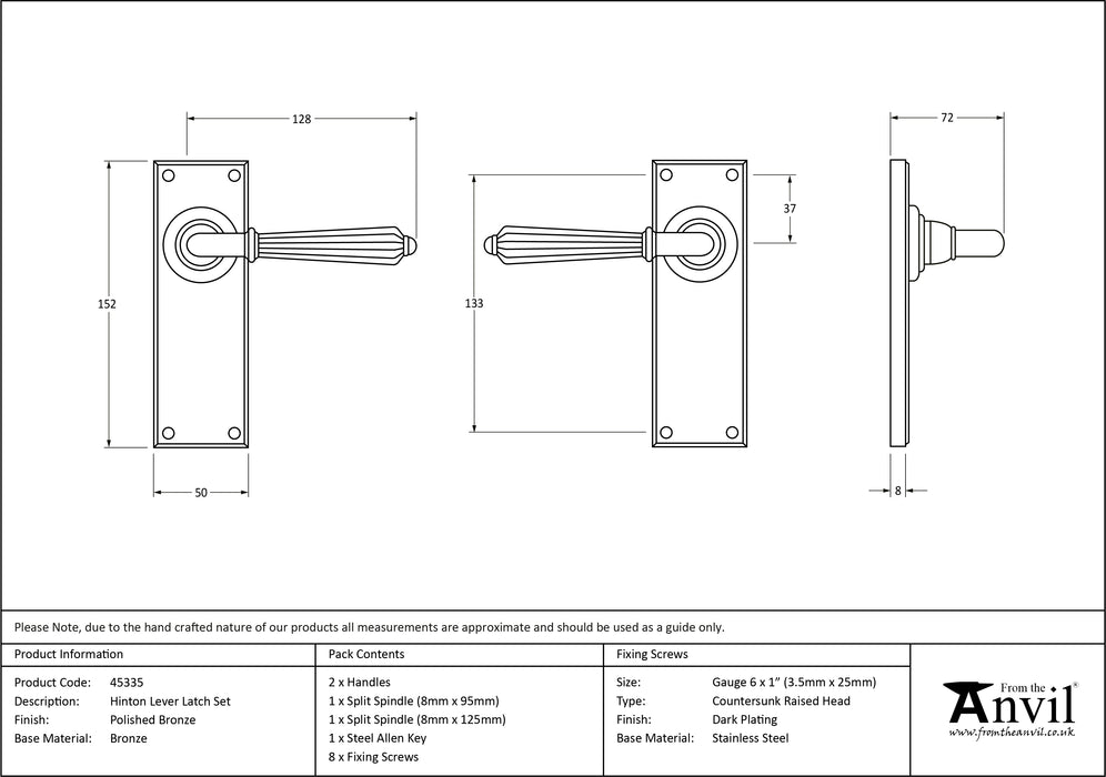 Polished Bronze Hinton Lever Latch Set