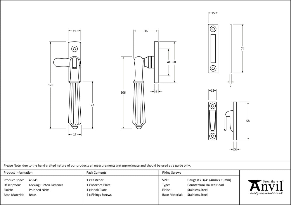 Polished Nickel Locking Hinton Fastener