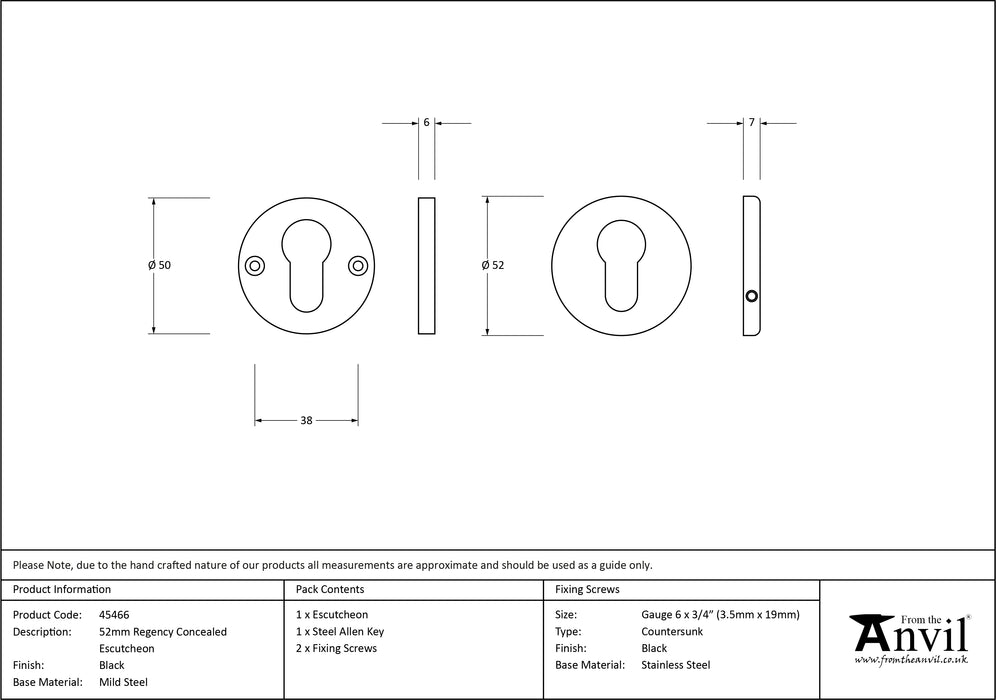 Black 52mm Regency Concealed Escutcheon