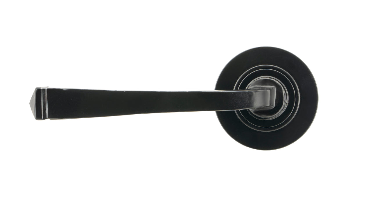 Black Avon Round Lever on Rose Set (Plain)