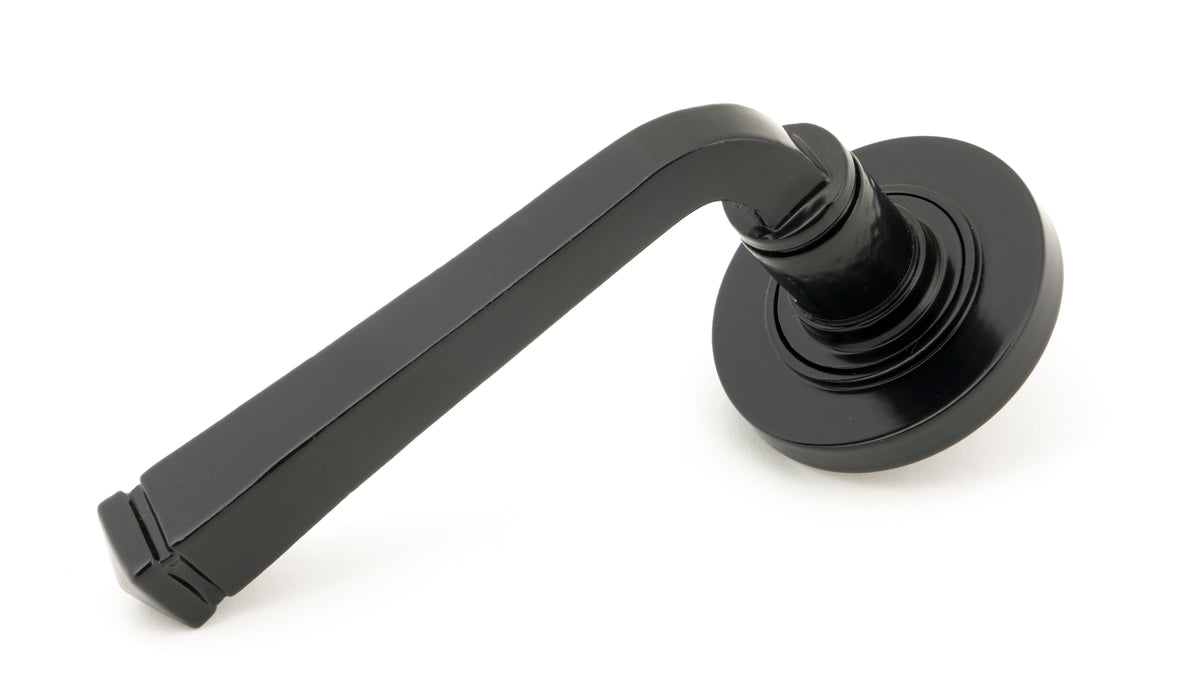 Black Avon Round Lever on Rose Set (Plain)