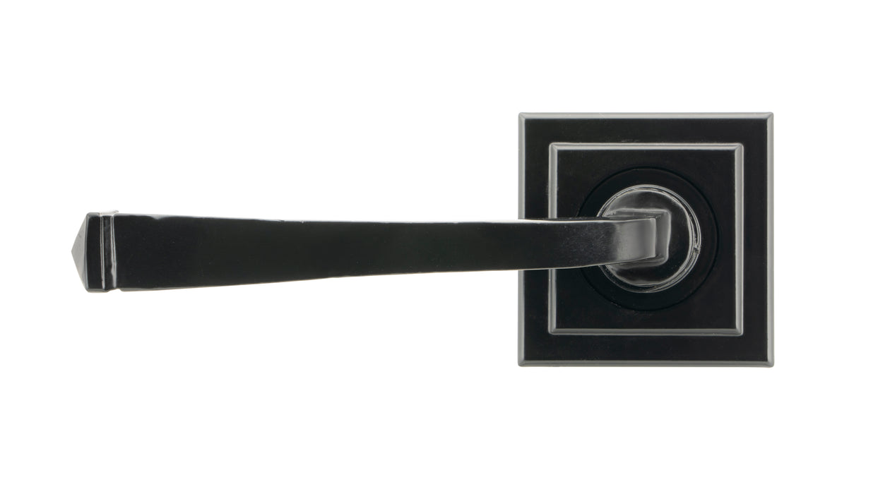 Black Avon Round Lever on Rose Set (Square)