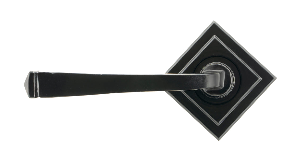 Black Avon Round Lever on Rose Set (Square)