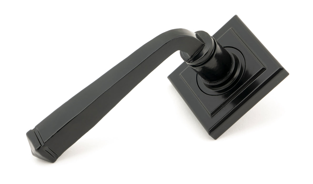 Black Avon Round Lever on Rose Set (Square)