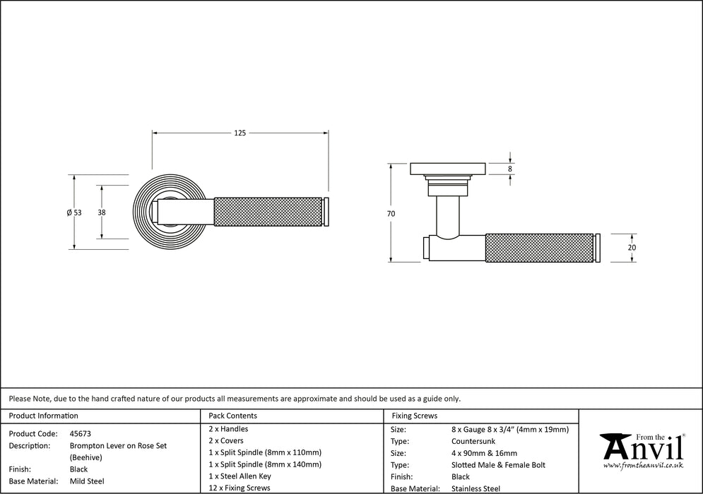 Black Brompton Lever on Rose Set (Beehive)