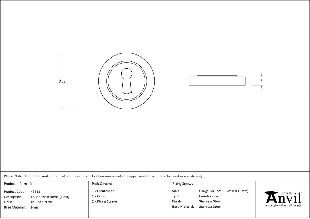 Polished Nickel Round Escutcheon (Plain)