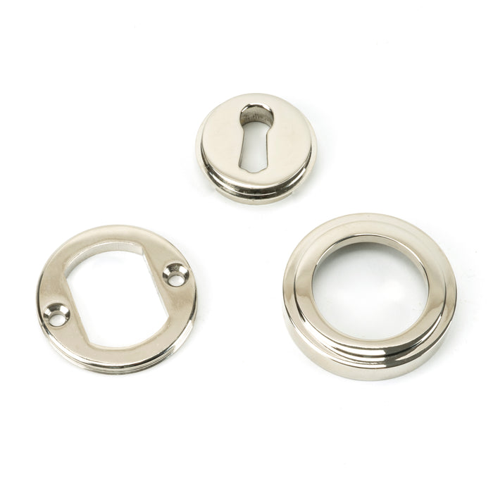 Polished Nickel Round Escutcheon (Art Deco)