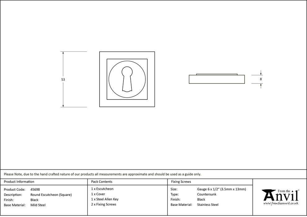 Black Round Escutcheon (Square)