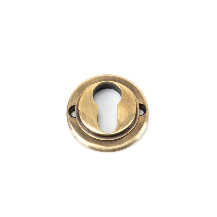 Aged Brass Round Euro Escutcheon (Beehive)