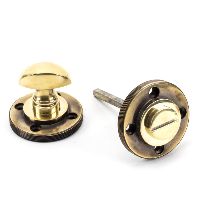 Aged Brass Round Thumbturn Set (Art Deco)