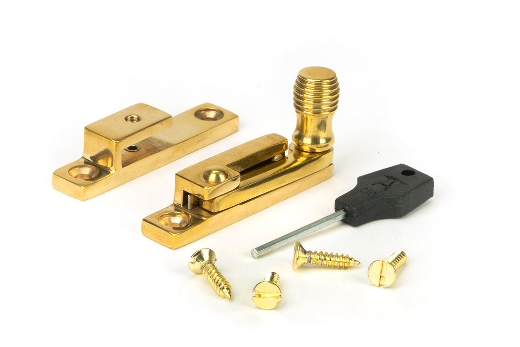 Polished Brass Beehive Quadrant Fastener - Narrow