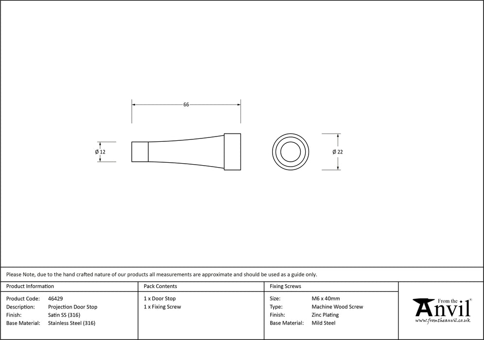 Satin Marine SS (316) Projection Door Stop