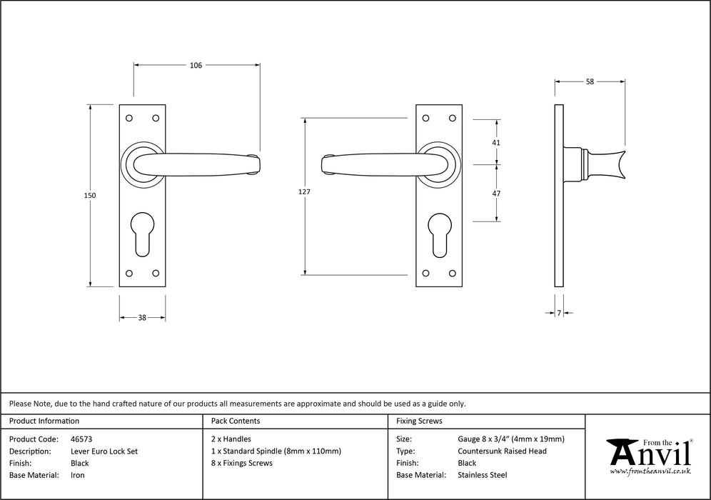 Black Lever Euro Lock Set