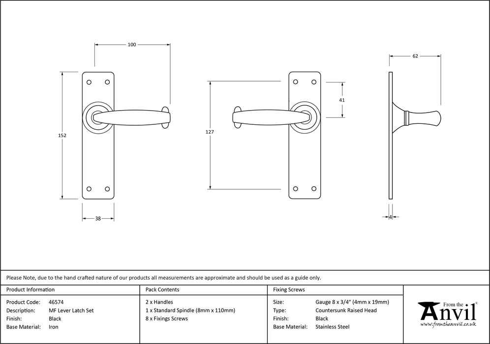 Black MF Lever Latch Set