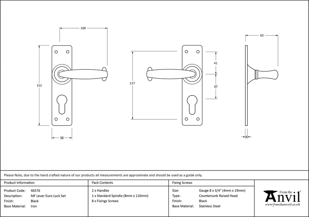 Black MF Lever Euro Lock Set