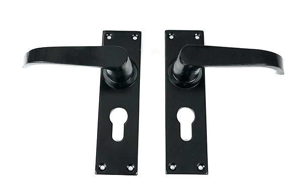 Black Deluxe Lever Euro Lock Set