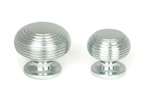 Satin Chrome Beehive Cabinet Knob 40mm