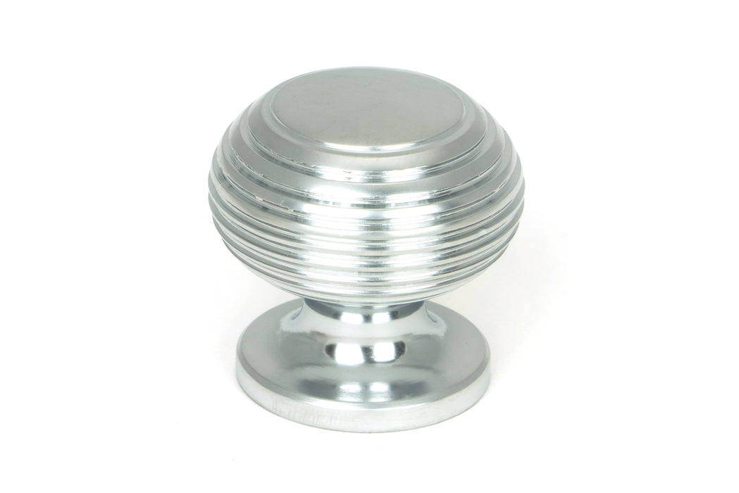 Satin Chrome Beehive Cabinet Knob 30mm