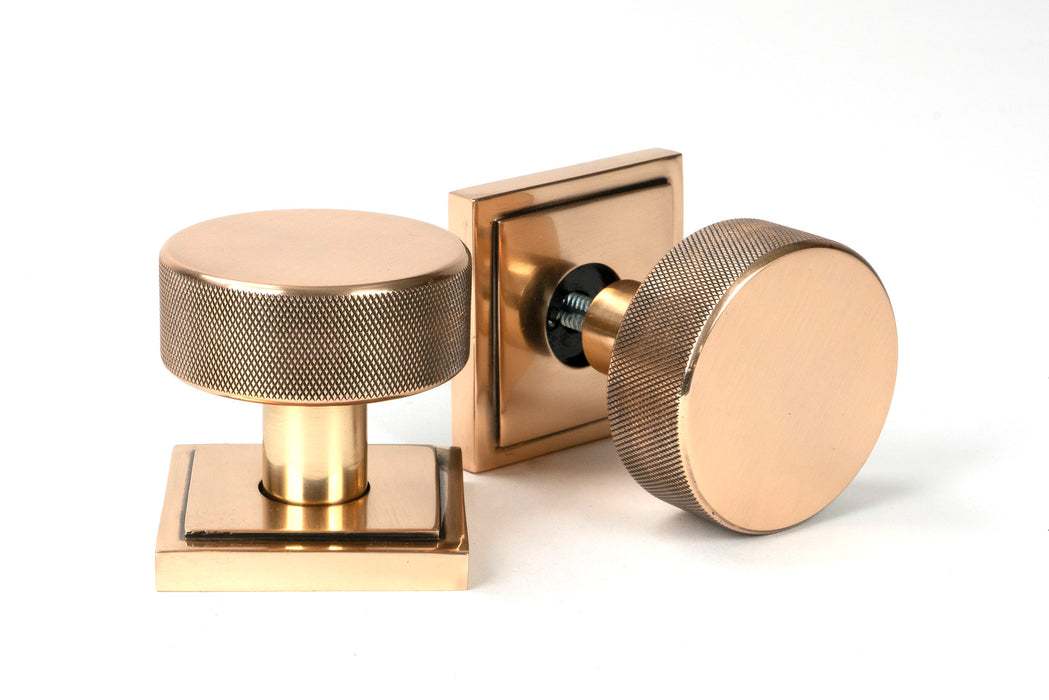 Polished Bronze Brompton Mortice/Rim Knob Set (Square)