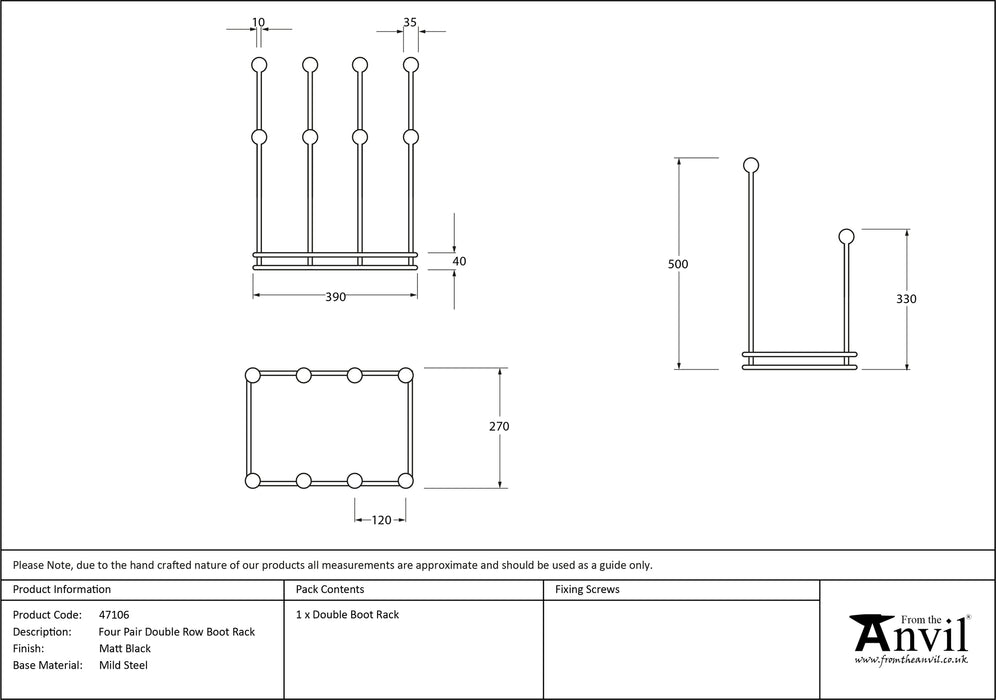 Matt Black Four Pair Boot Rack