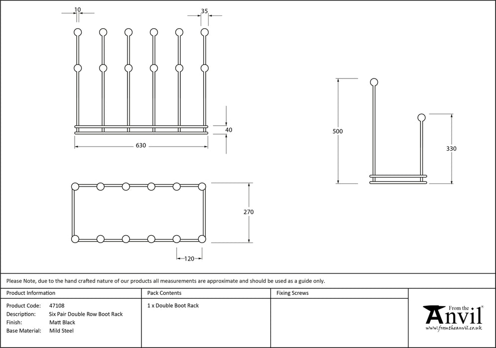 Matt Black Six Pair Boot Rack