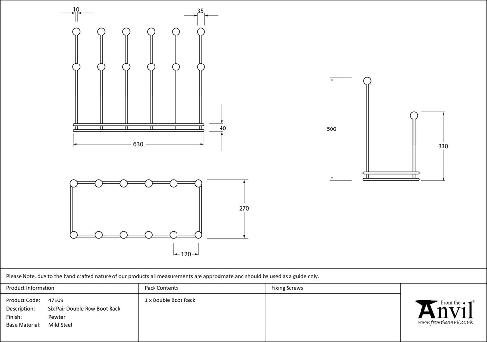 Pewter Six Pair Boot Rack