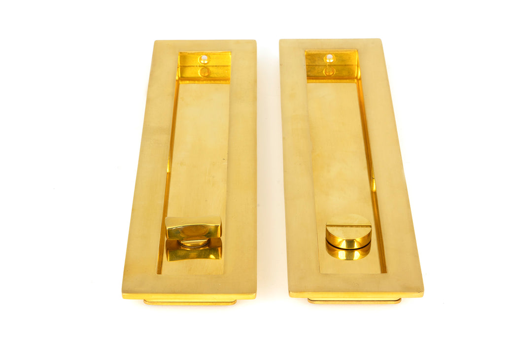 Polished Brass 250mm Plain Rectangular Pull - Privacy Set