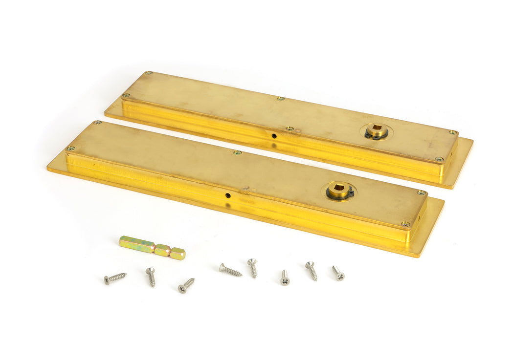 Polished Brass 250mm Plain Rectangular Pull - Privacy Set