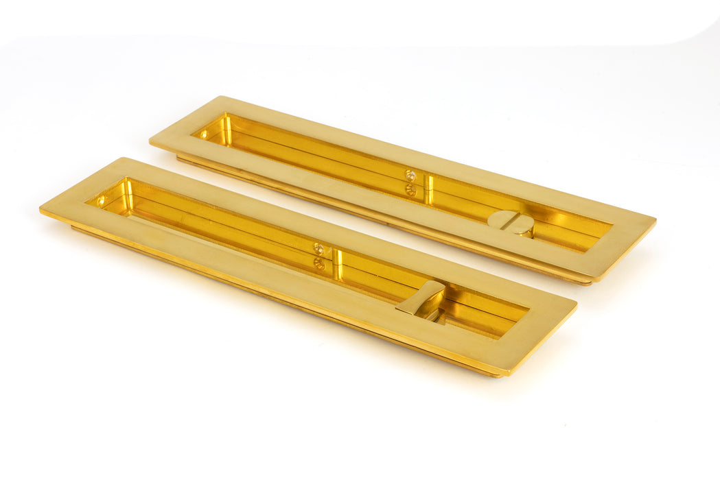 Polished Brass 250mm Plain Rectangular Pull - Privacy Set