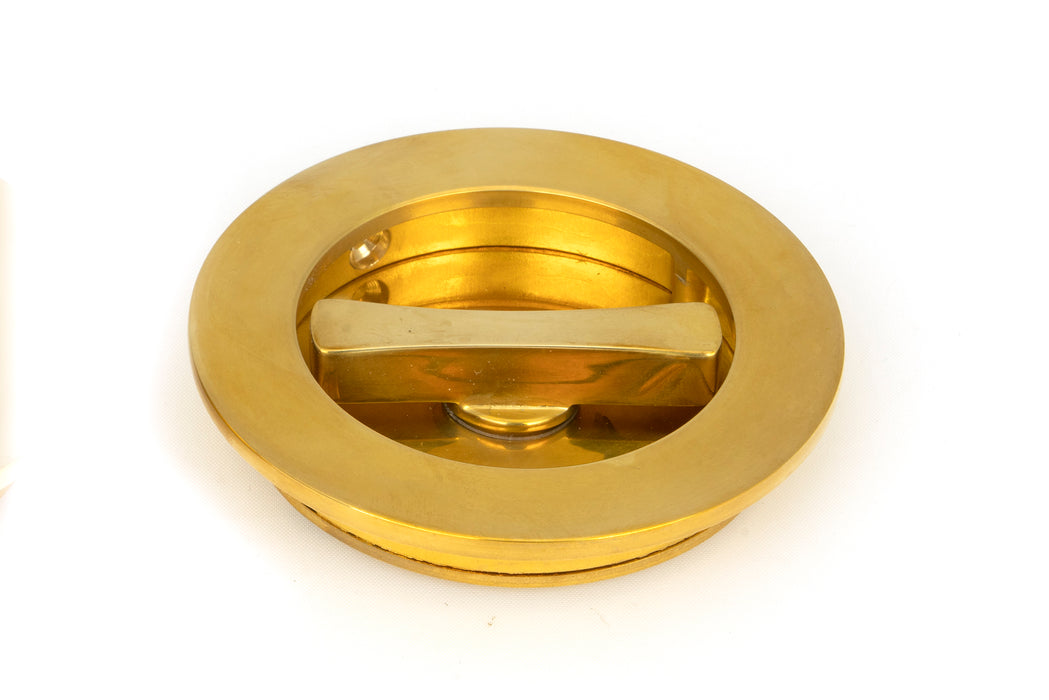 Polished Brass 75mm Plain Round Pull - Privacy Set