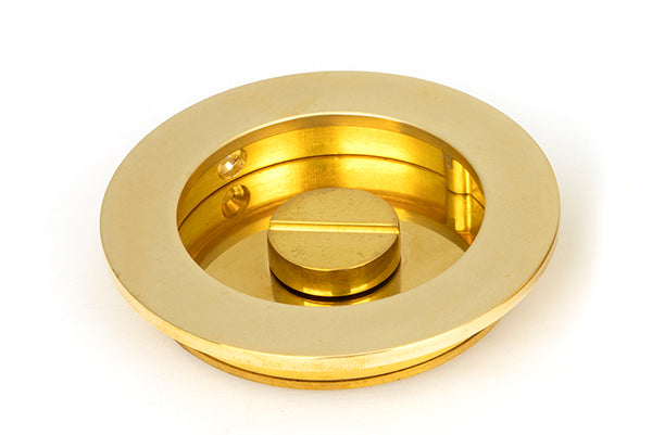 Polished Brass 75mm Plain Round Pull - Privacy Set