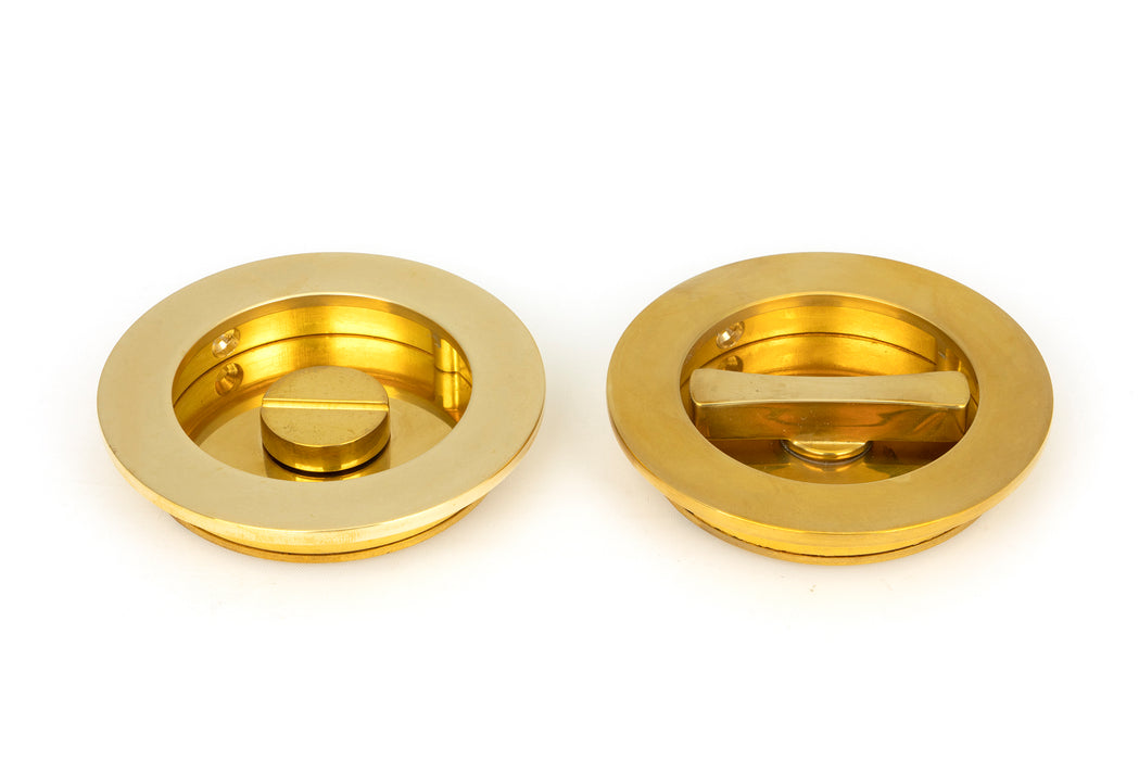 Polished Brass 75mm Plain Round Pull - Privacy Set